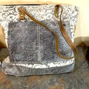 Stylish Gray and Tan Women's Tote Bag and Felt Insert - P7